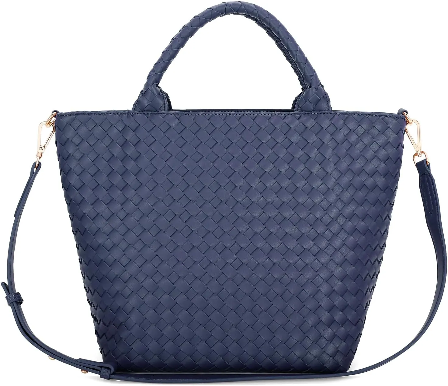 E Woven Tote Bag for Women Stylish Top Handle Handbag with Adjustable Shoulder Strap