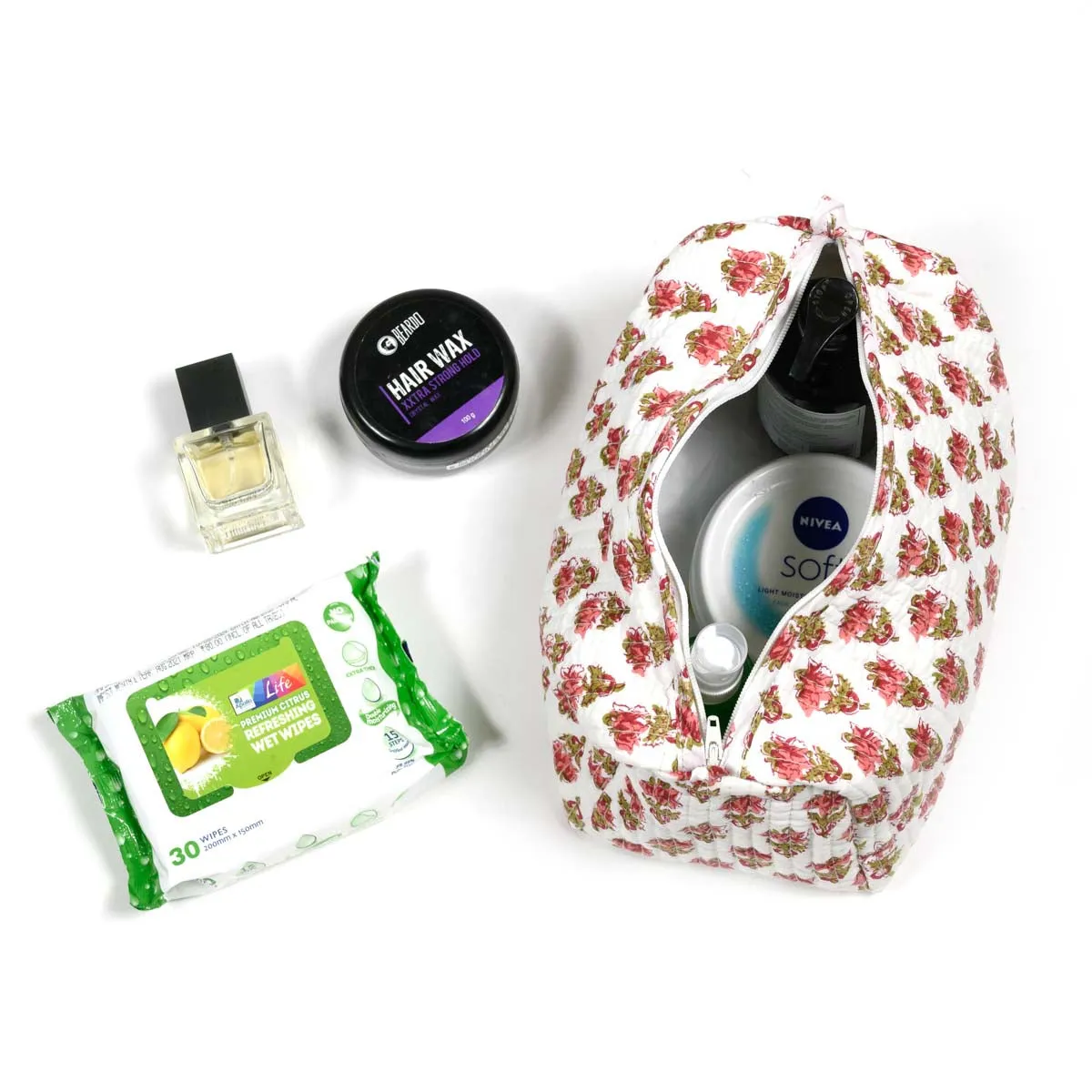 EARTH LOTUS _2 QUILTED TOILETRY POUCH