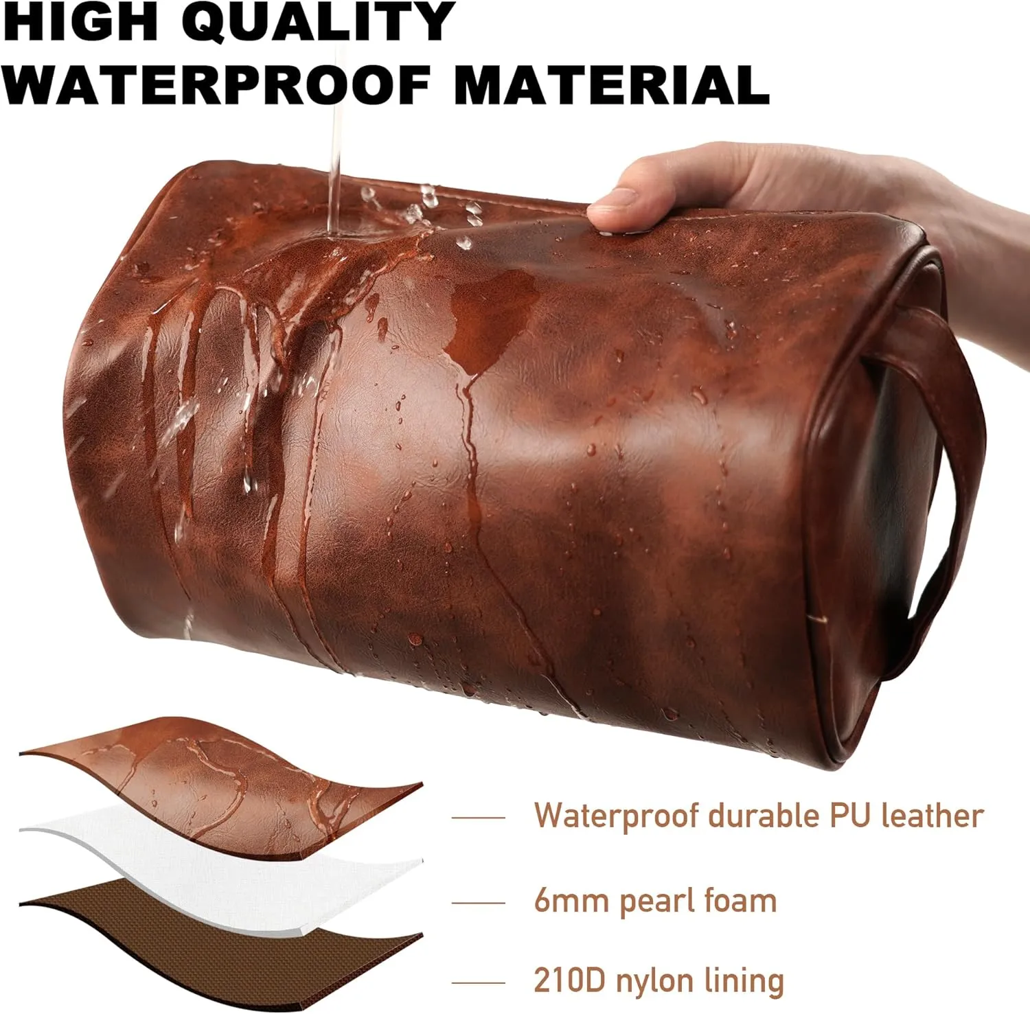 Easycosy Personalized Toiletry Bag for Men, Leather Men's Toiletry Bag for Traveling Engraved with Name & Text Customized Independence Day Gifts for Men Husband Dad