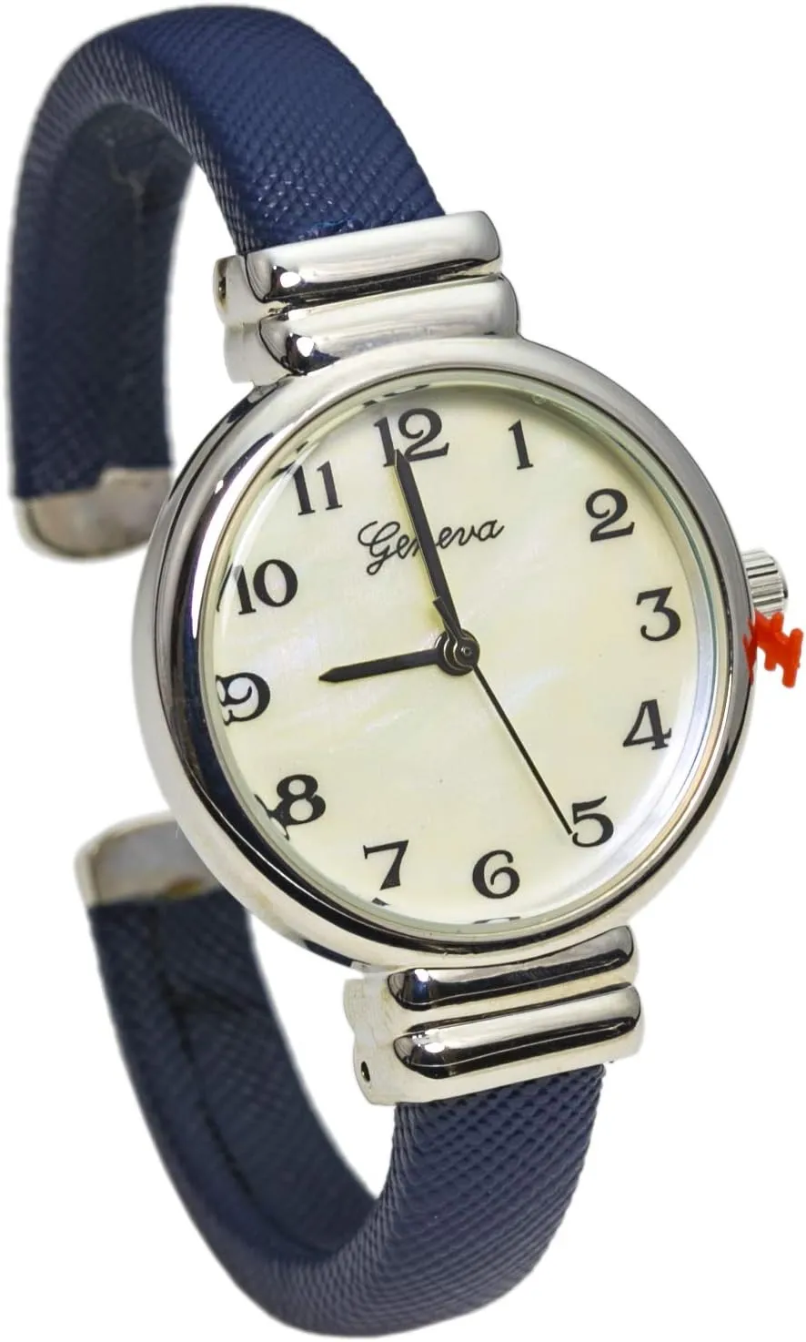 Elegant Analog Quartz Saffiano 31mm Alloy Case Leather Cuff Bangle Watch for Women