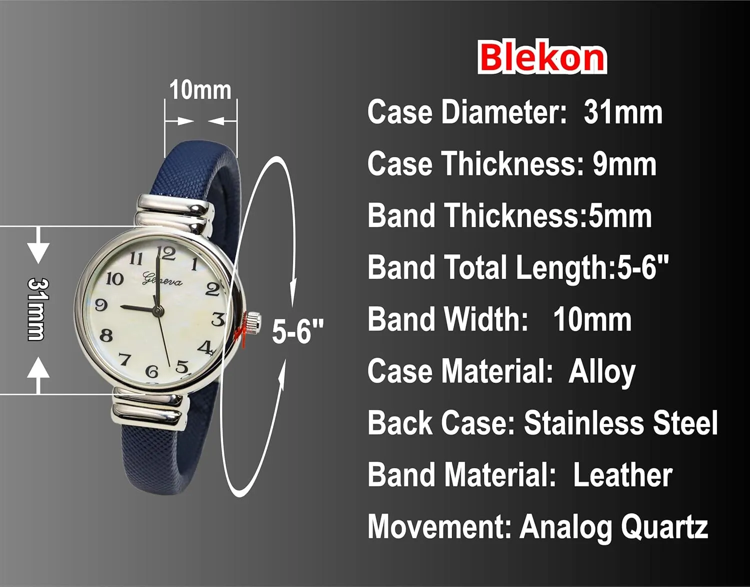 Elegant Analog Quartz Saffiano 31mm Alloy Case Leather Cuff Bangle Watch for Women