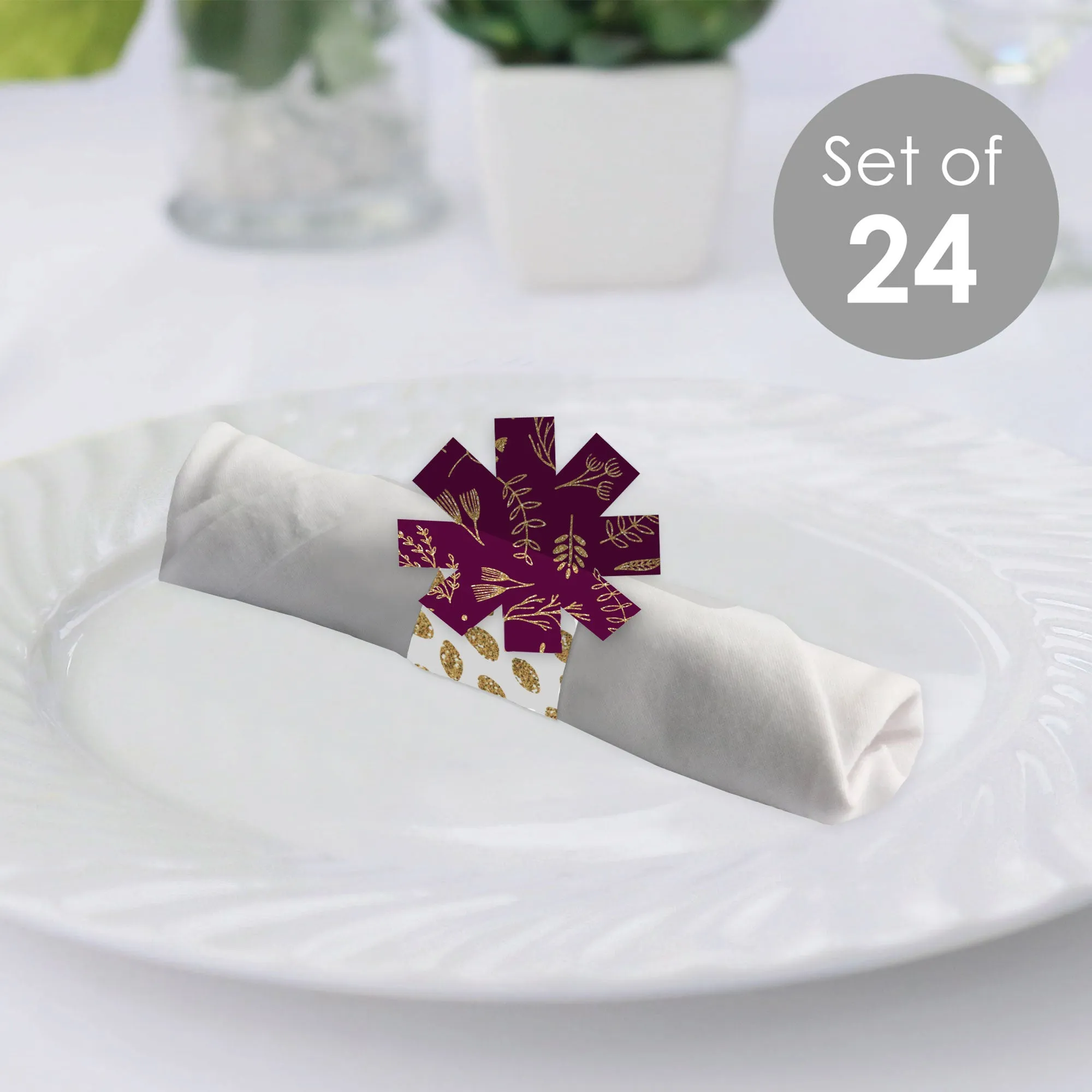 Elegant Thankful for Friends - Friendsgiving Thanksgiving Party Paper Napkin Holder - Napkin Rings - Set of 24