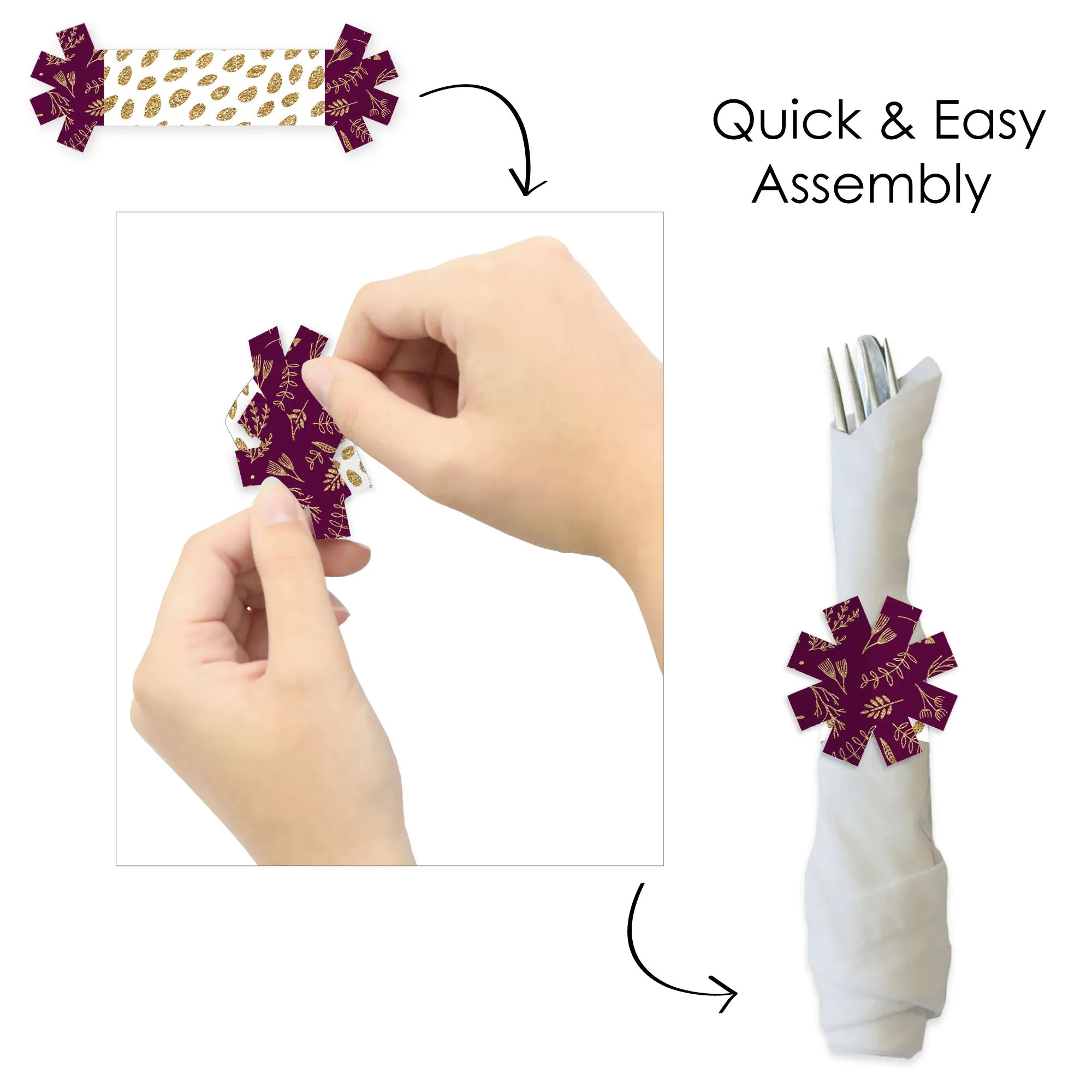 Elegant Thankful for Friends - Friendsgiving Thanksgiving Party Paper Napkin Holder - Napkin Rings - Set of 24