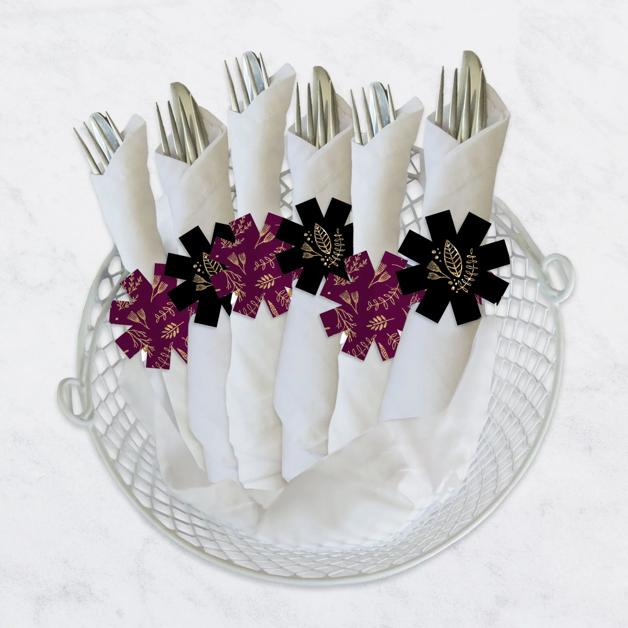 Elegant Thankful for Friends - Friendsgiving Thanksgiving Party Paper Napkin Holder - Napkin Rings - Set of 24
