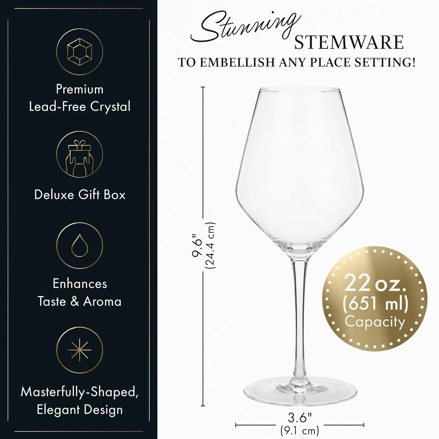 ELIXIR GLASSWARE Red Wine Glasses Set of 2-22 oz - Large Wine Glasses - Hand Blown Long Stem Wine Glasses - Wine Glass Set - Housewarming Gifts, Wine Gifts for Women, Premium Crystal Wine Glasses