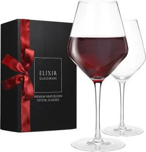 ELIXIR GLASSWARE Red Wine Glasses Set of 2-22 oz - Large Wine Glasses - Hand Blown Long Stem Wine Glasses - Wine Glass Set - Housewarming Gifts, Wine Gifts for Women, Premium Crystal Wine Glasses