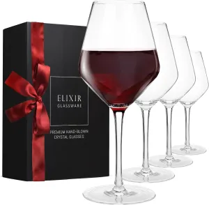 ELIXIR GLASSWARE Wine Glasses Set of 4-22 oz - Large Red Wine Glasses - Premium Crystal Wine Glasses - Hand Blown Long Stem Wine Glass Set - Housewarming Gifts, Wine Gifts for Women and Men