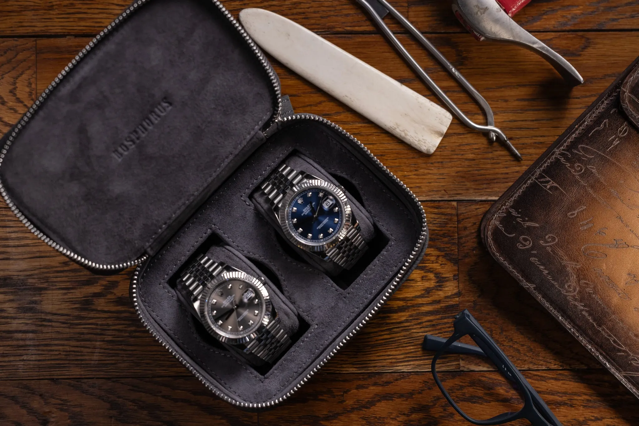 Ephesus Watch Case - Togo Dark Grey