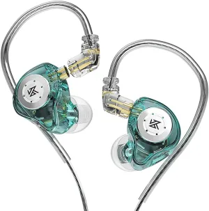 erjigo EDXPro KZ EDX in-Ear Monitors, HiFi Stereo Stage/Studio IEM Noise Isolating Sport Earphones/Earbuds/Headphones with Detachable Cable for Musician Audiophile (Without Mic, Translucent Cyan)