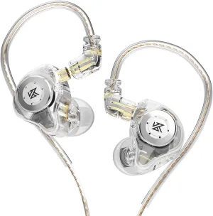 ERJIGO EDXPro KZ EDX Pro In-Ear Monitors, HiFi stereo Stage/Studio IEM Wired Noise Isolating Sport Earphones/Earbuds/Headphones with Detachable Cable for Musician Audiophile (Without Mic, Transparent)