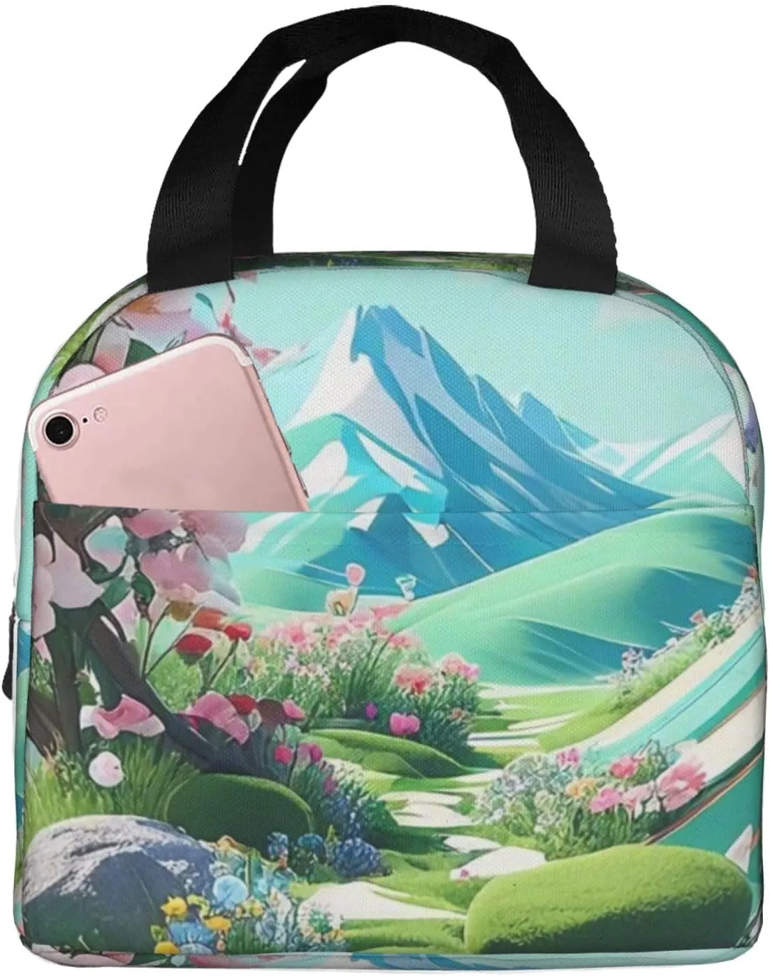 Eternal Spring Print Lunch Bag, Durable Tote Lunch Box Bags, Reusable Insulated Lunch Bag for Work, Picnic, Travel