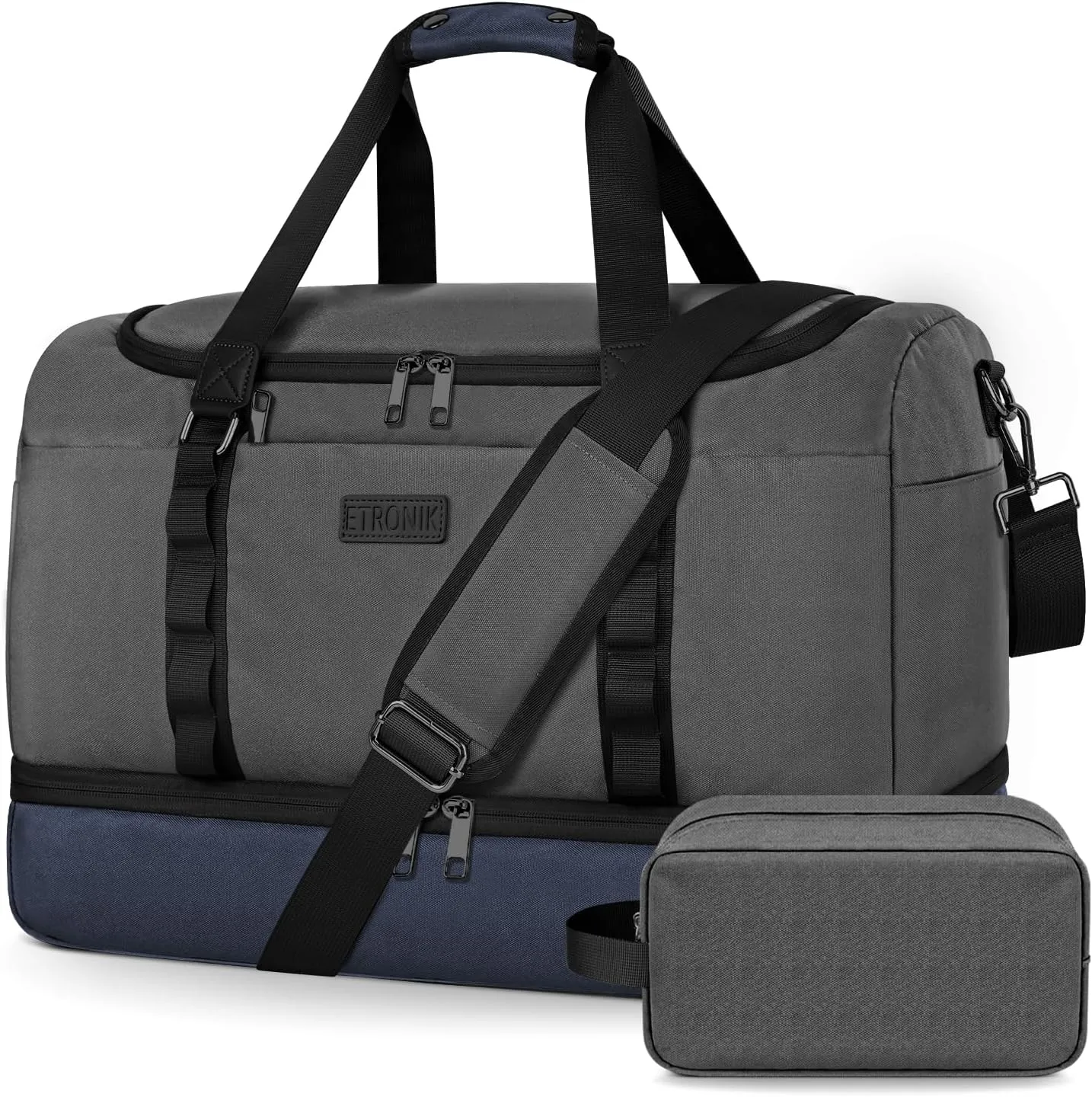 ETRONIK Travel Duffle Bag for Men Women, Waterproof Gym Bag with Shoe Compartment, Weekender Overnight Bag with Toiletry Bag, Carry on Bags for Airplanes for Travel, Trip, Gym, Yoga