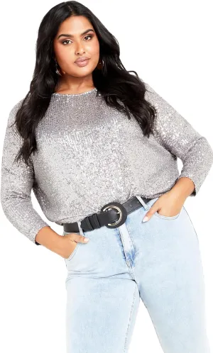 EVANS Women's Plus Size Lots of Sequins Top