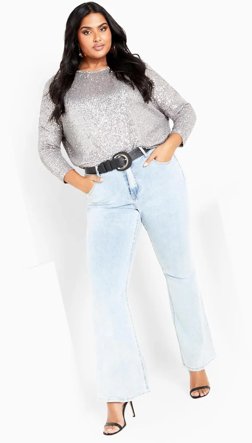 EVANS Women's Plus Size Lots of Sequins Top