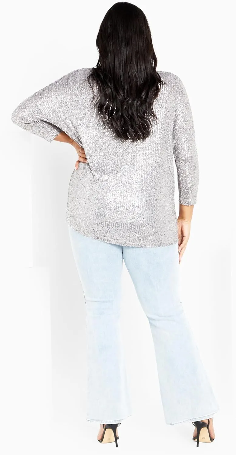 EVANS Women's Plus Size Lots of Sequins Top