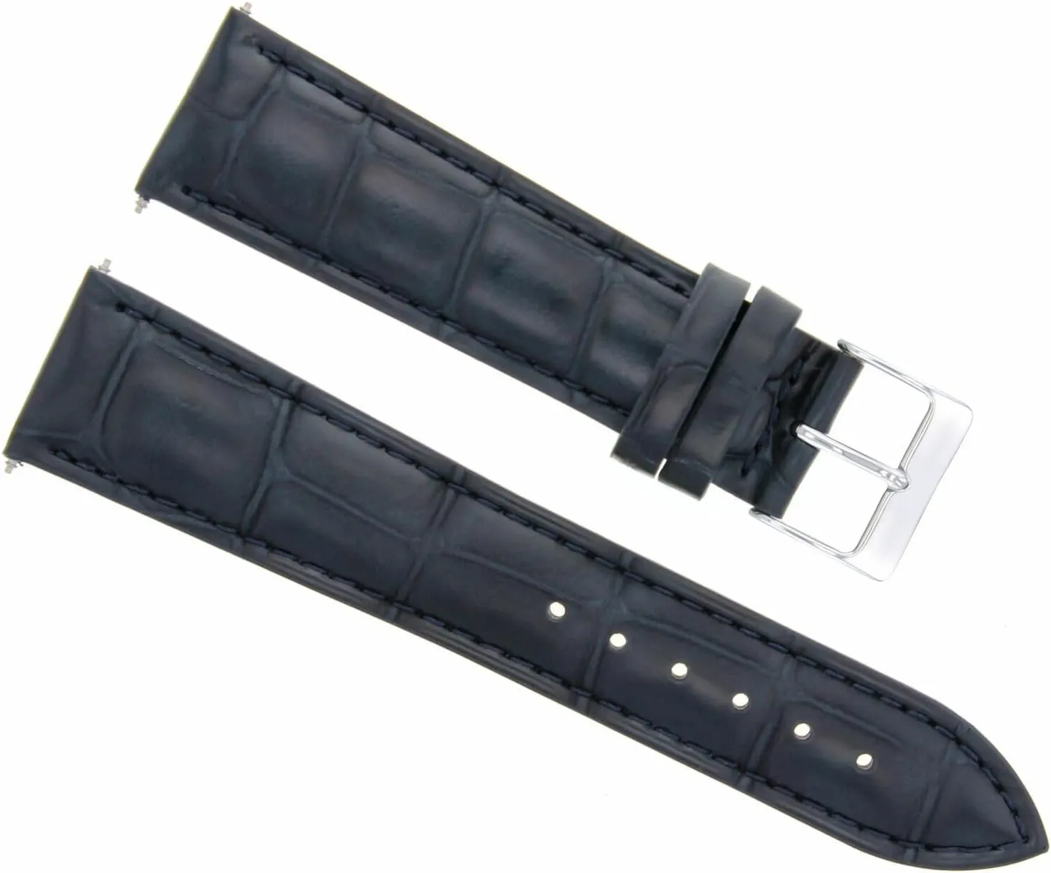 Ewatchparts 19mm Leather Watch Band Strap Compatible With Tag Heuer Twin Time Watch Dark Blue