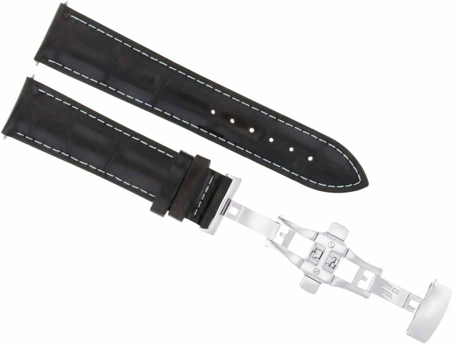 Ewatchparts 20mm Leather Watch Band Strap Compatible With Tag Heuer Carrera Aquaracer WAF1112 Brown With White Stitching