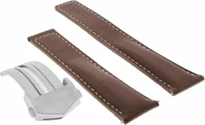 Ewatchparts 20mm Leather Watch Band Strap Compatible With Tag Heuer Carrera CV2010 CV2013 Light Brown With White Stitching