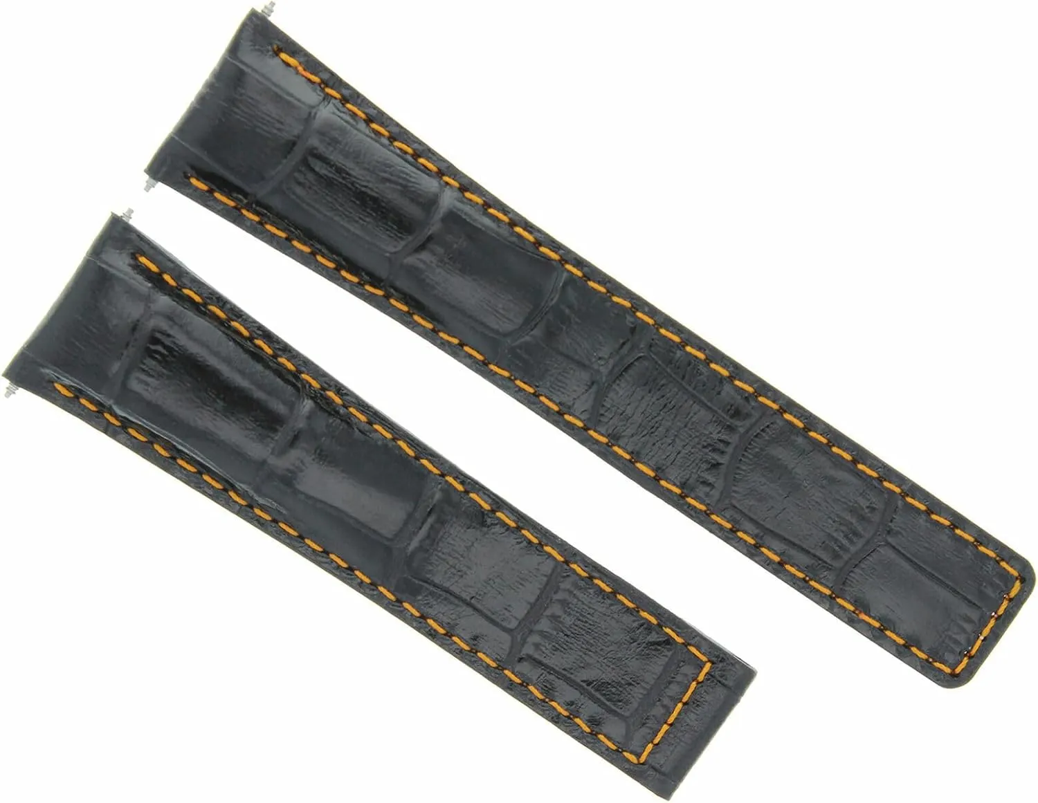 Ewatchparts 22mm Leather Watch Band Strap Compatible With Tag Heuer Aquaracer Formula F1 Watch Black With Orange Stitching