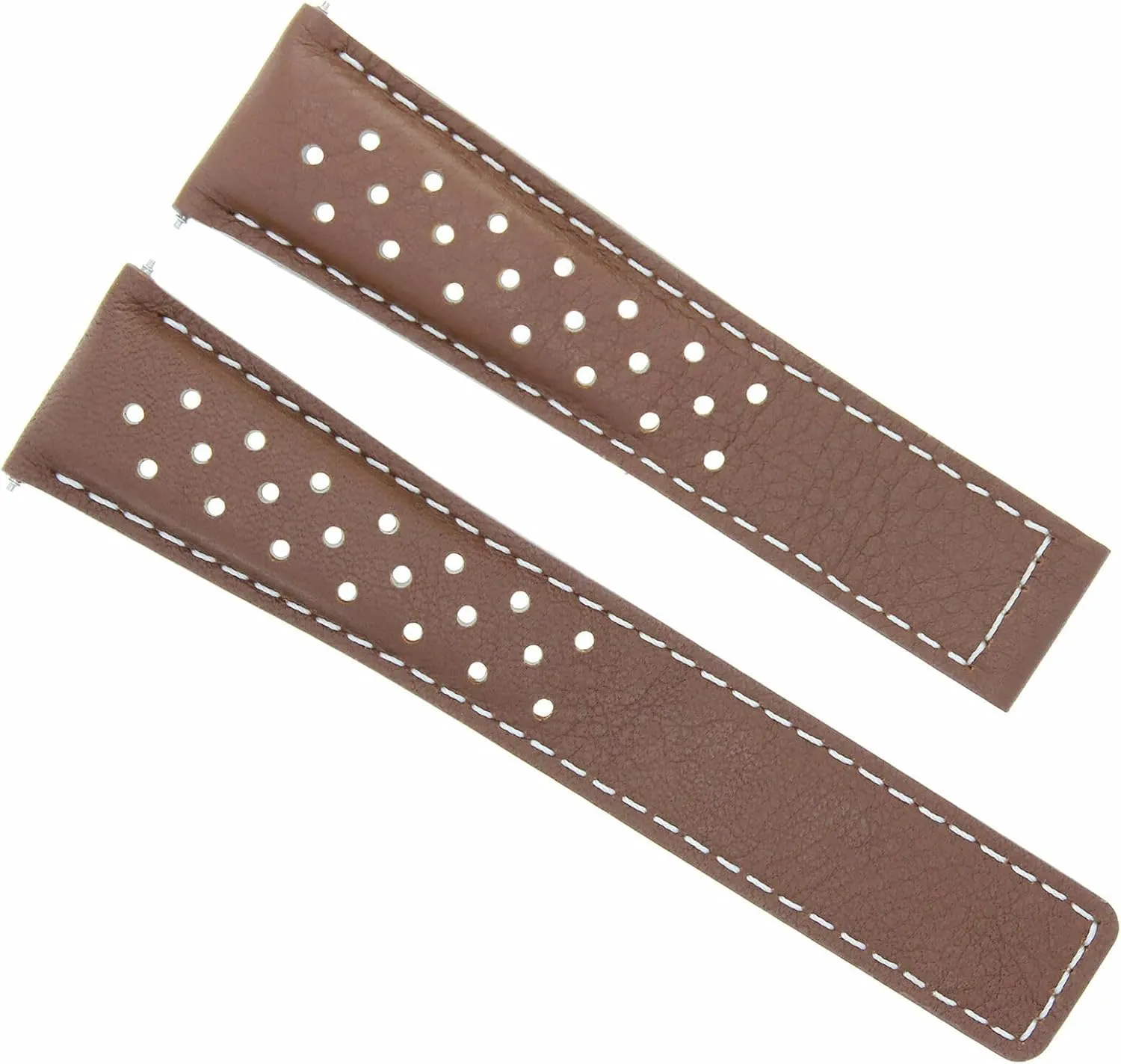 Ewatchparts 22mm Leather Watch Band Strap Compatible With Tag Heuer Carrera 1887 FC5037-5039-40 Tan With White Stitching