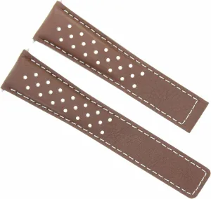 Ewatchparts 22mm Leather Watch Band Strap Compatible With Tag Heuer Carrera 1887 FC5037-5039-40 Tan With White Stitching