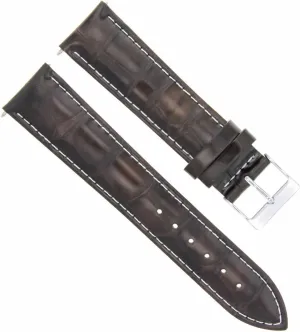Ewatchparts 22mm Leather Watch Band Strap Compatible With Tag Heuer Carrera Wav511B.FC6230 Dark Brown With White Stitching