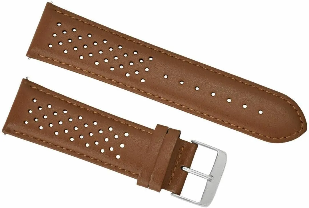 Ewatchparts 23mm Perforated Leather Watch Band Strap Compatible With Tag Heuer Carrera Quick Release Black