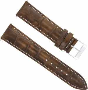 Ewatchparts 24mm Leather Watch Band Strap Compatible With Tag Heuer Carrera Aquaracer F1 Light Brown With White Stitching