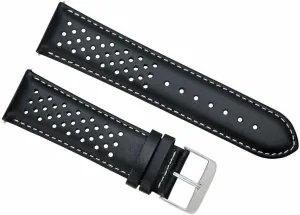 Ewatchparts 24mm Perforated Leather Watch Band Strap Compatible With Tag Heuer Carrera Quick Release Black