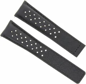 Ewatchparts Leather Watch Band Strap 20mm Compatible With Tag Heuer Carrera 1887 Black Clasp FC5048