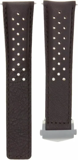 Ewatchparts Leather Watch Band Strap 20mm Compatible With Tag Heuer Carrera CV2013 Calibre 16 Brown Perforated