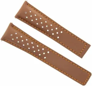 Ewatchparts Leather Watch Band Strap 22mm Compatible With Tag Heuer Heuer Monaco Calibre FC6401 Tan With Orange Stitching