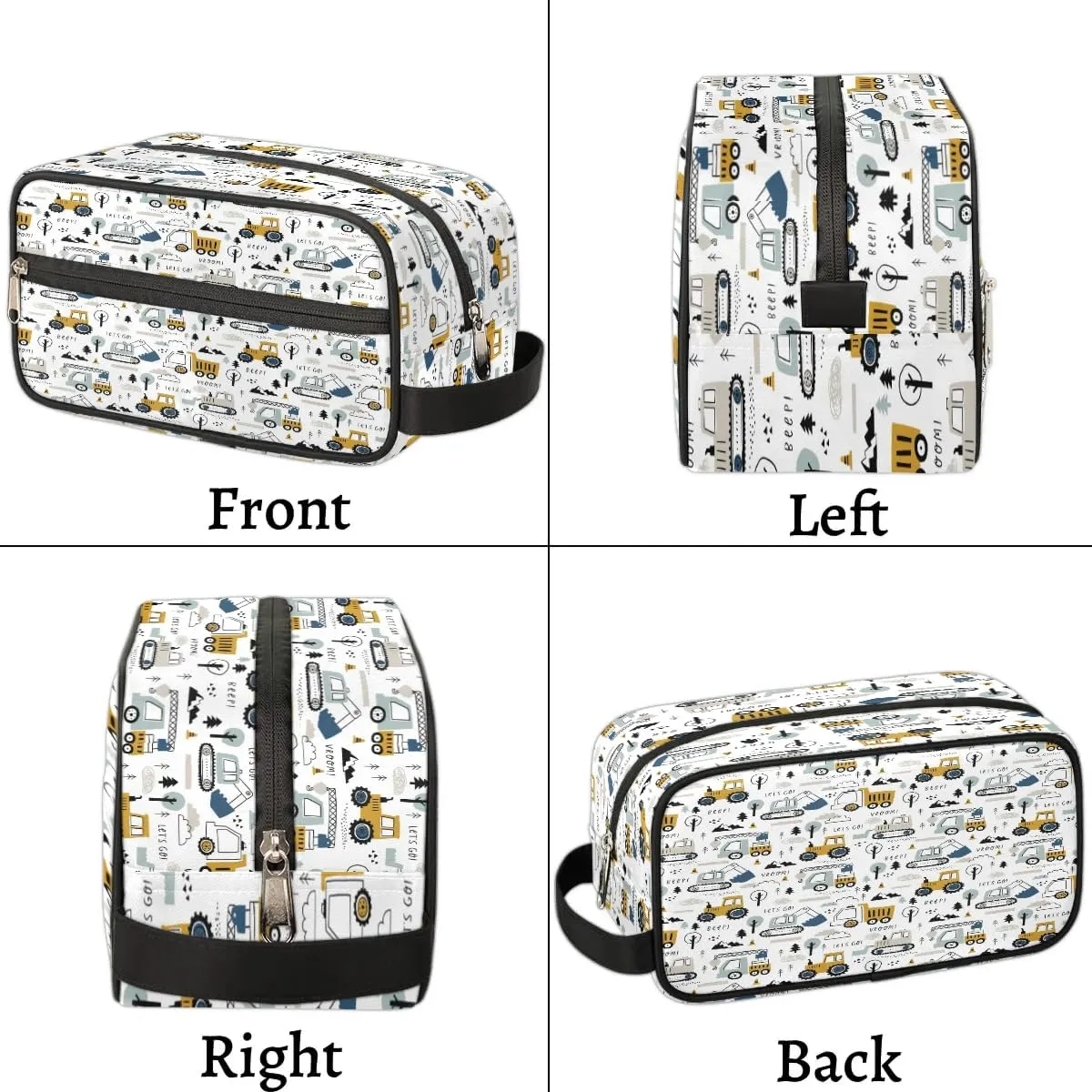 Excavator Car Hanging Toiletry Bag,Travel Hygiene Kits for Boys Mens,Waterproof Makeup Carry-on Bags,Cosmetic Bag,TSA Approved Shave Dopp Kit for Toiletries Shower Bathroom Accessories Gifts