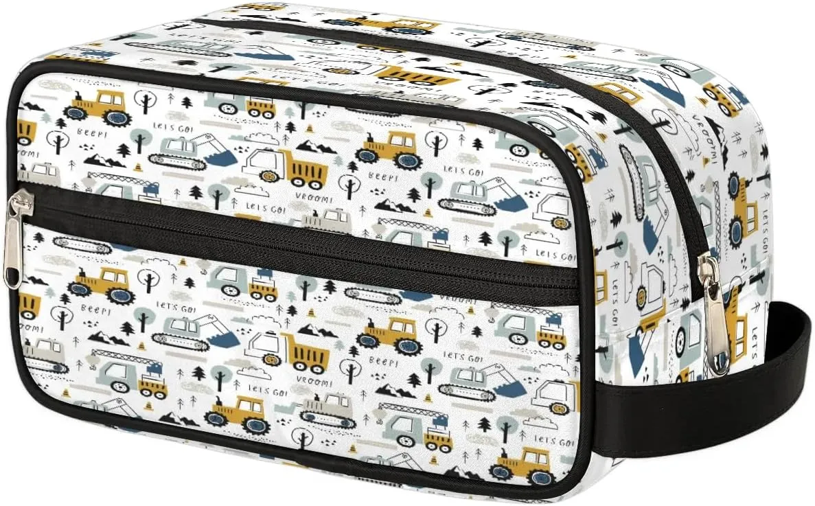 Excavator Car Hanging Toiletry Bag,Travel Hygiene Kits for Boys Mens,Waterproof Makeup Carry-on Bags,Cosmetic Bag,TSA Approved Shave Dopp Kit for Toiletries Shower Bathroom Accessories Gifts