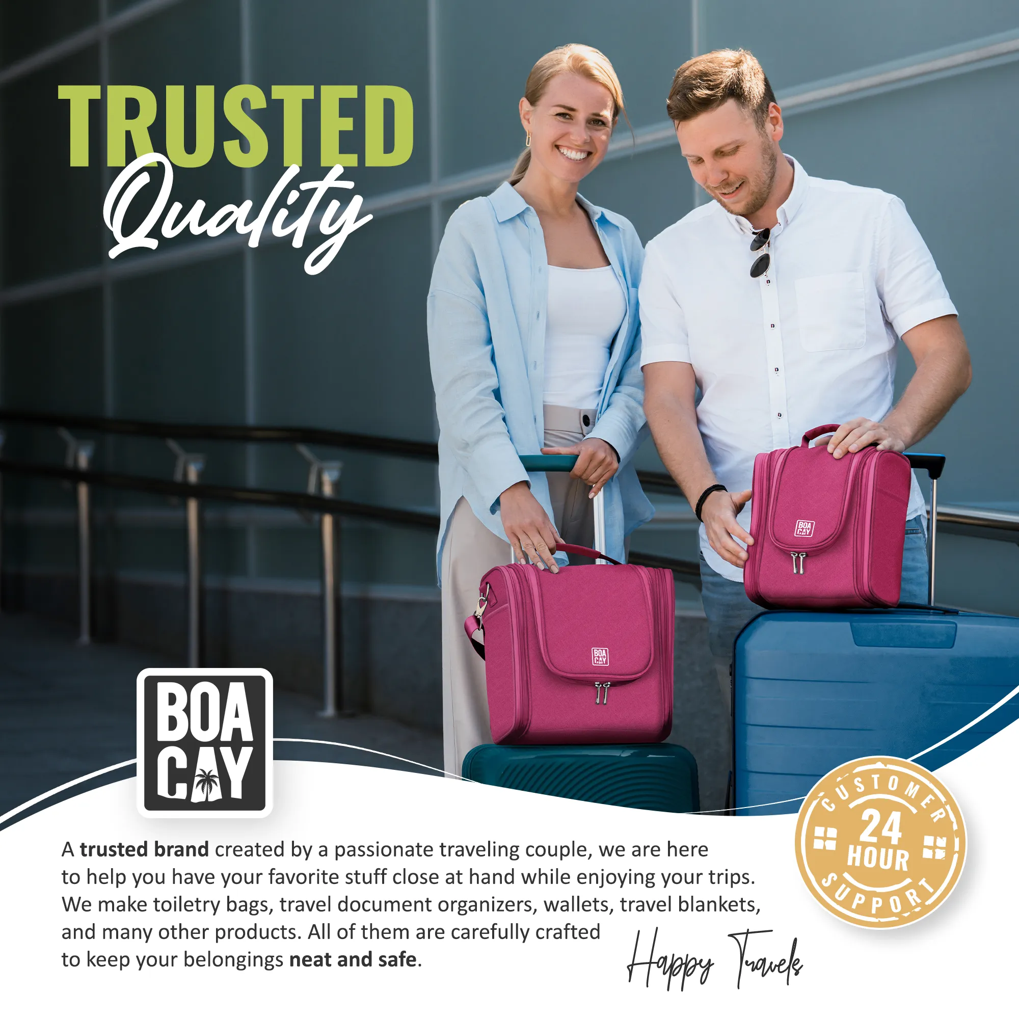 Extra-Large Collapsible Hanging Toiletry Bag - Cerise Pink