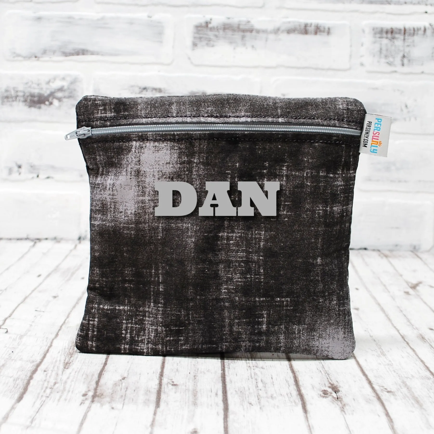 Faded Black Personalized Reusable Food Bag