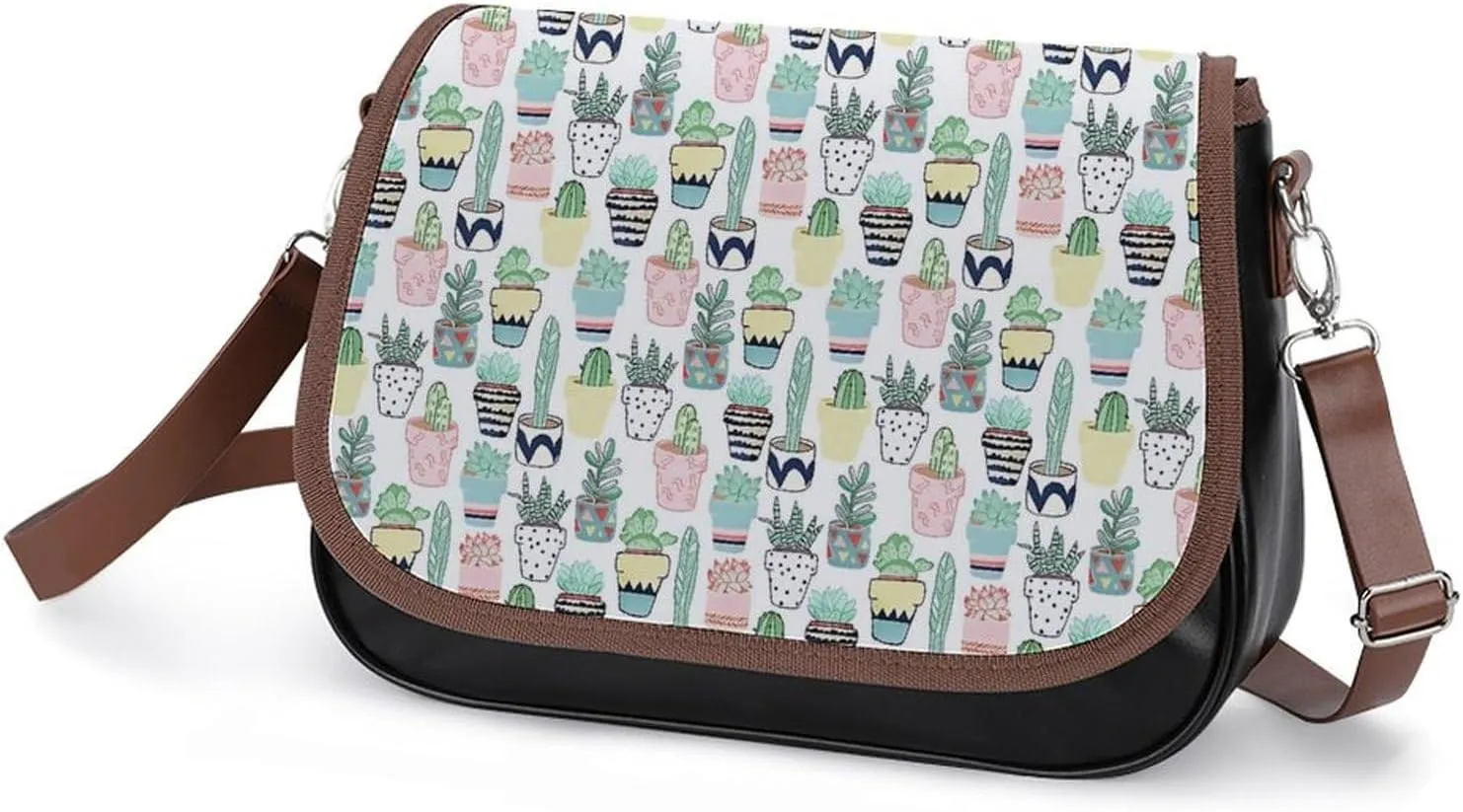 Fall Watercolor Pumpkins Leather Shoulder Bag with Detachable Shoulder Strap Versatile for Daily Use