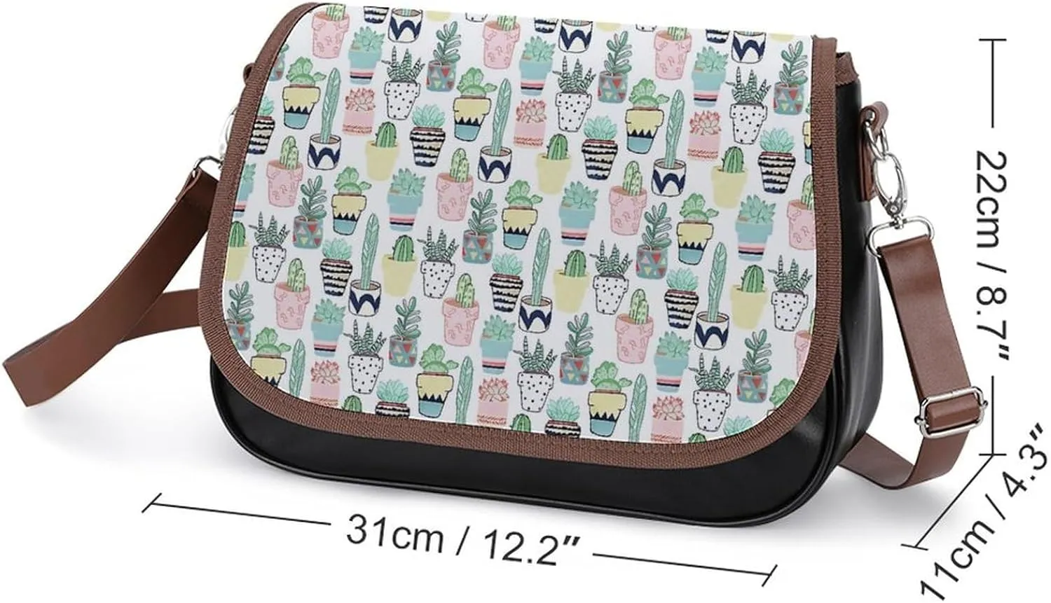 Fall Watercolor Pumpkins Leather Shoulder Bag with Detachable Shoulder Strap Versatile for Daily Use