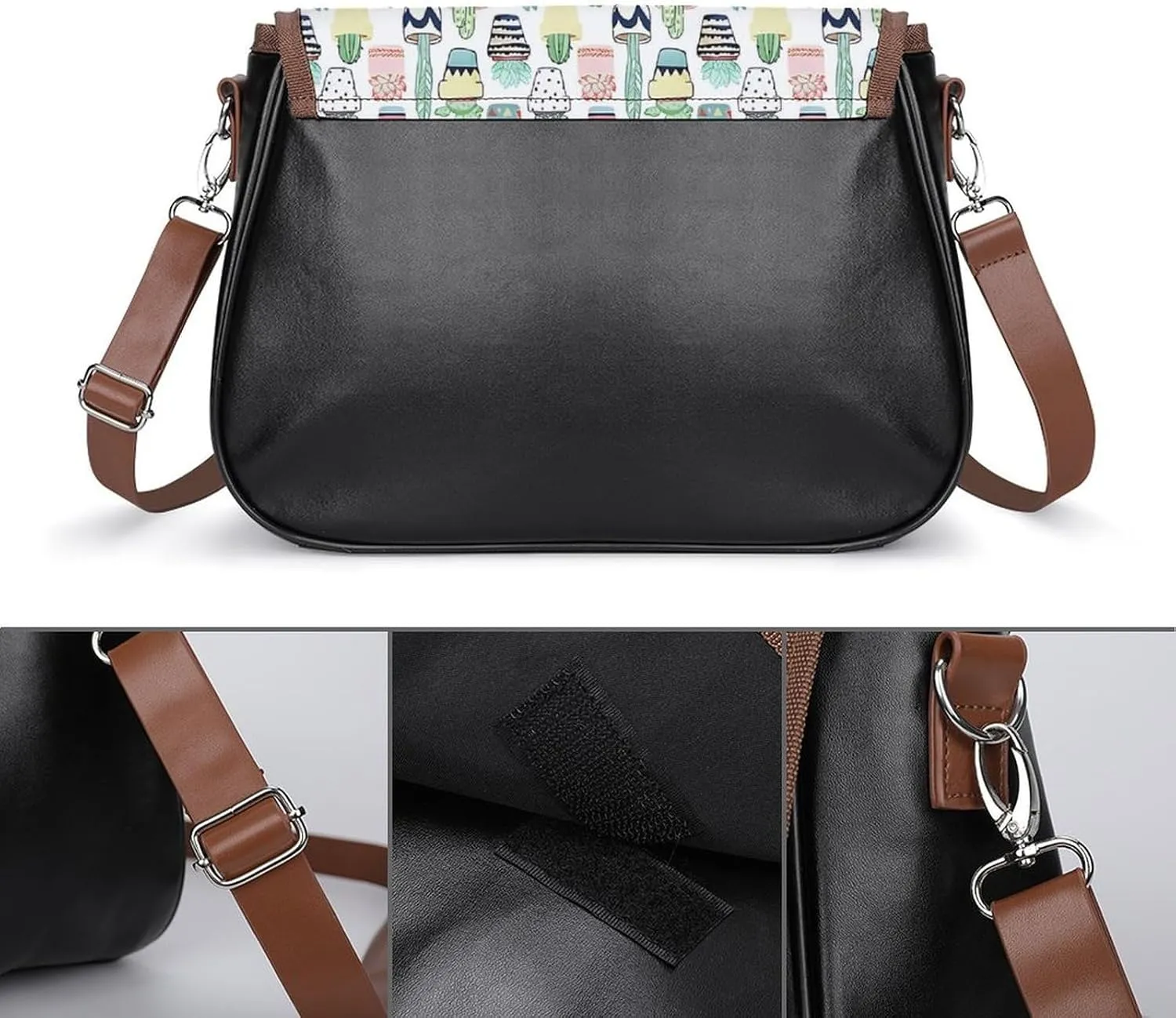 Fall Watercolor Pumpkins Leather Shoulder Bag with Detachable Shoulder Strap Versatile for Daily Use