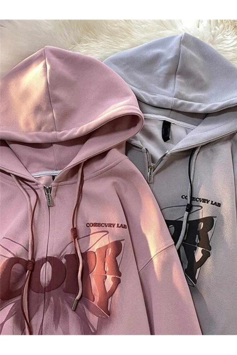 Fall Y2k Graphic Zip Hoodie