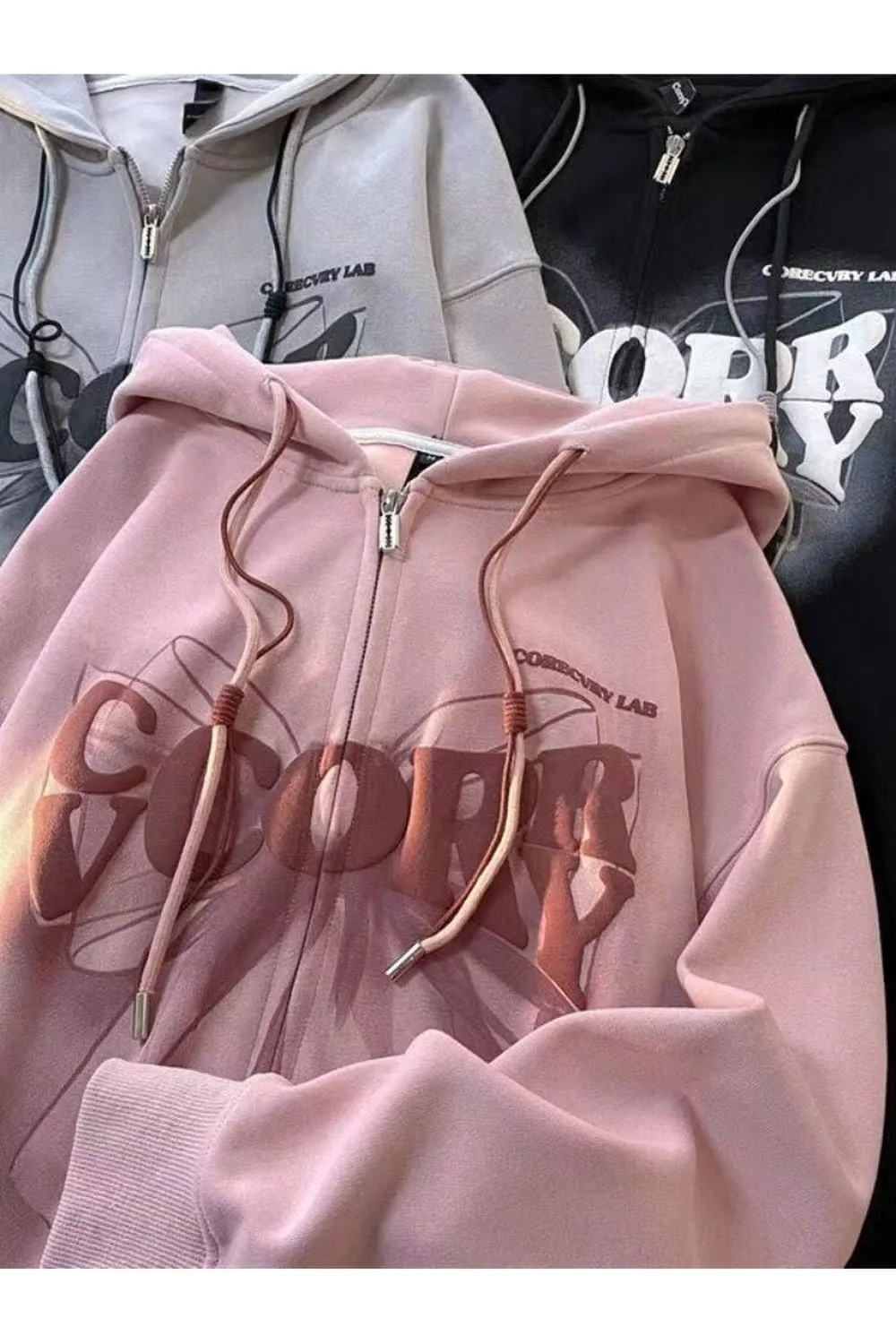 Fall Y2k Graphic Zip Hoodie