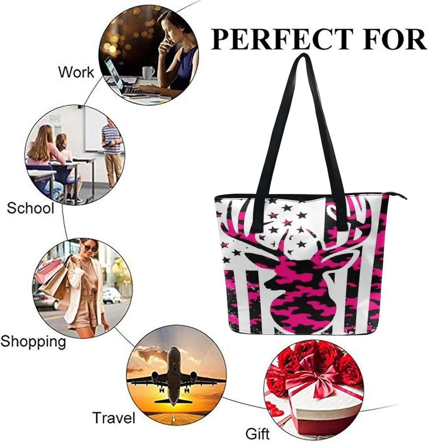 Fashion Leather Tote Bag Travel Work Daily Essentials Handbag Unisex Handbag