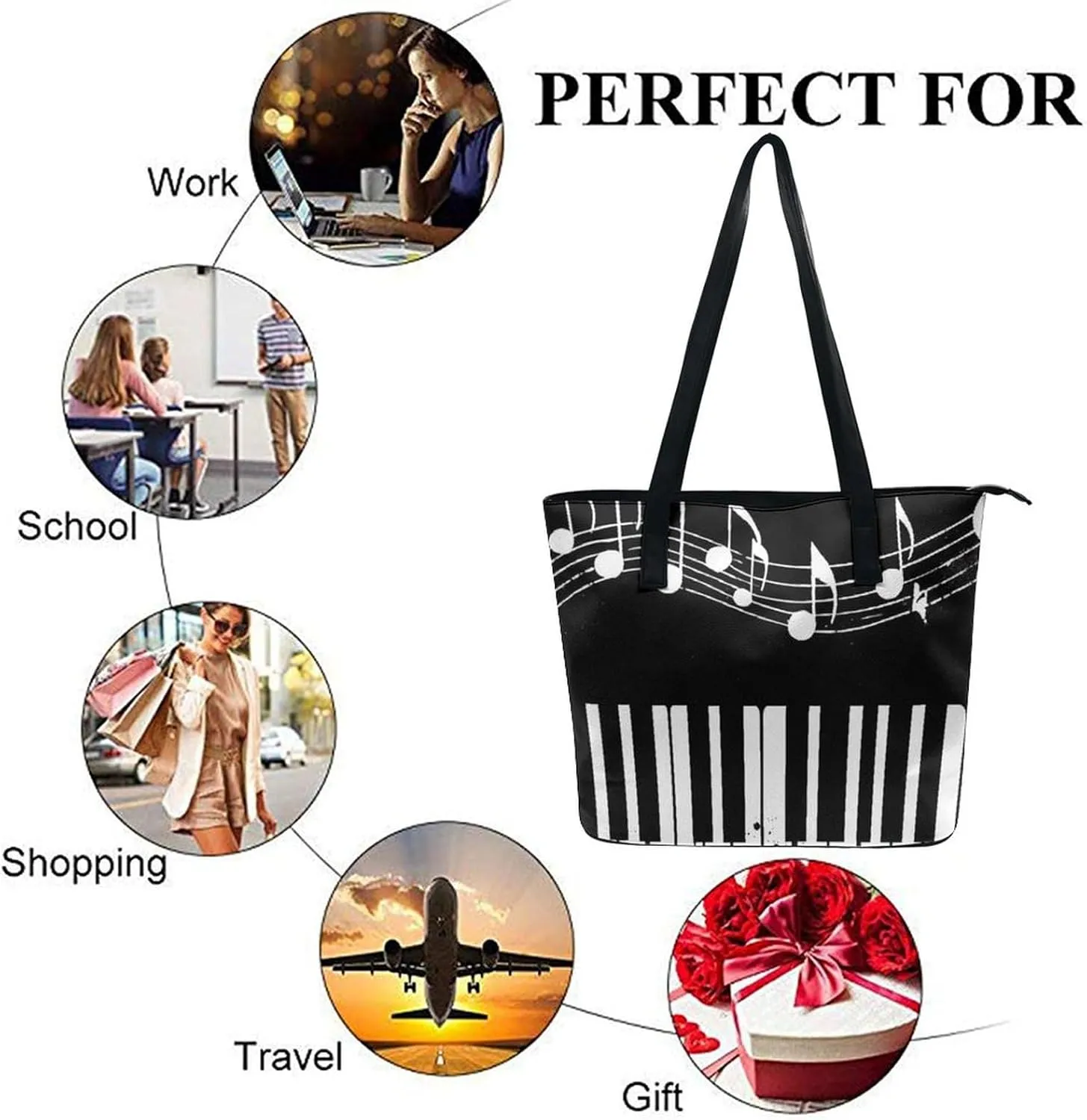 Fashion Leather Tote Bag Travel Work Daily Essentials Handbag Unisex Handbag