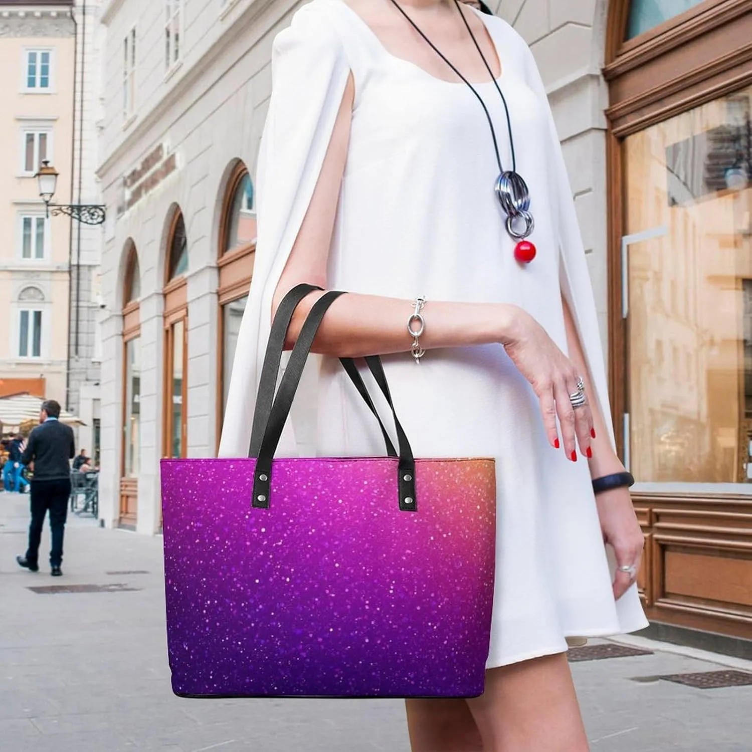 Fashion Leather Tote Bag Travel Work Daily Essentials Handbag Unisex Handbag