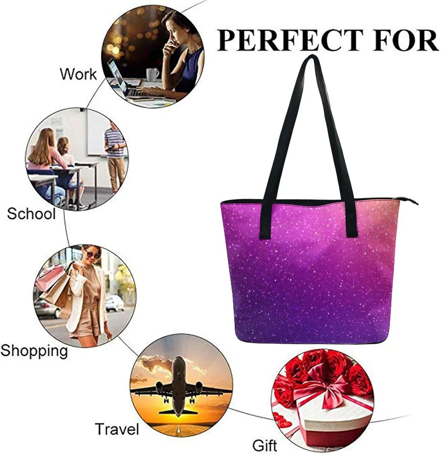 Fashion Leather Tote Bag Travel Work Daily Essentials Handbag Unisex Handbag