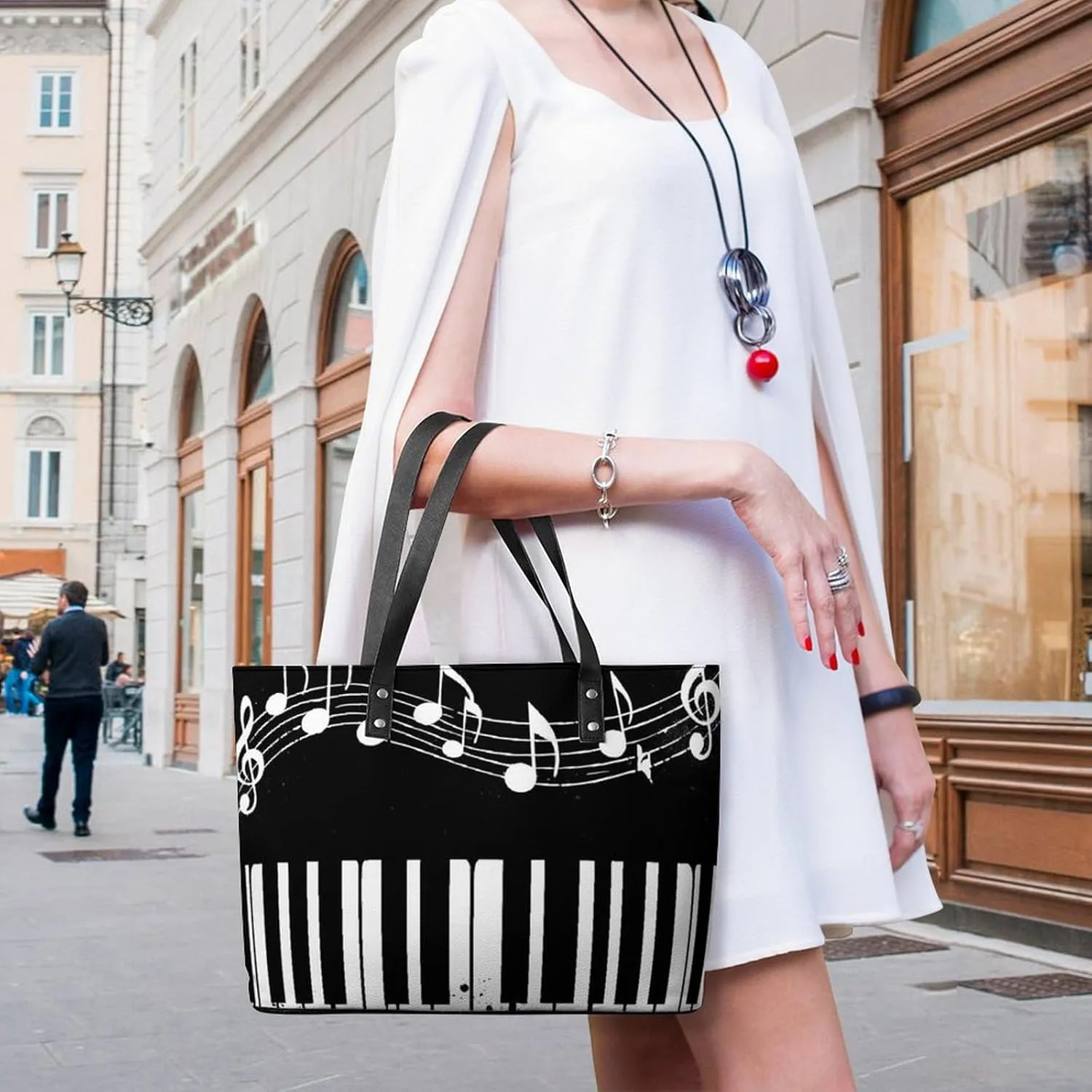 Fashion Leather Tote Bag Travel Work Daily Essentials Handbag Unisex Handbag