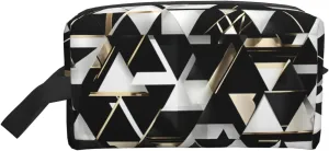 Fashion Modern Black White Gold Triangle print Toiletry Bag for Men,Toiletry Organizer Dopp Kit Shaving Bag for Toiletries Accessories