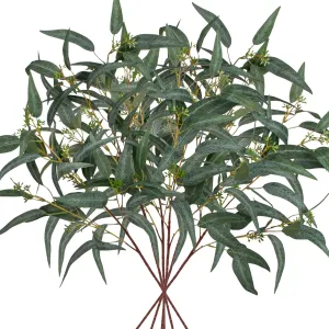 Faux Eucalyptus Stems Willow Eucalyptus Leaves 34” Long Fake Salix Leaves 6 Pcs Artificial Greenery Stems for DIY Bouquet Arrangements Centerpieces Shower Decorations-Artificial Eucalyptus Stems-Green