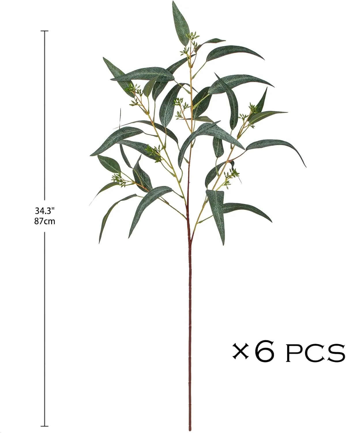 Faux Eucalyptus Stems Willow Eucalyptus Leaves 34” Long Fake Salix Leaves 6 Pcs Artificial Greenery Stems for DIY Bouquet Arrangements Centerpieces Shower Decorations-Artificial Eucalyptus Stems-Green