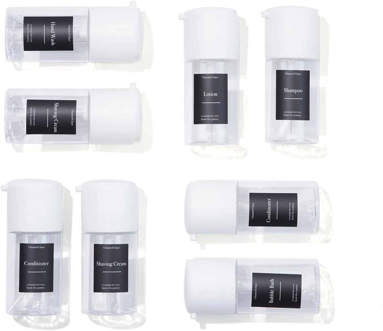 Fine Mist Spray Bottle Travel Size, Leak Proof TSA Approved BPA Free Refillable Liquid Bottle 8 Set (White, 2.03 oz)